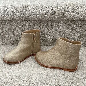 Janie & Jack Girls' Gold Glitter Ankle Boots with Side Zip